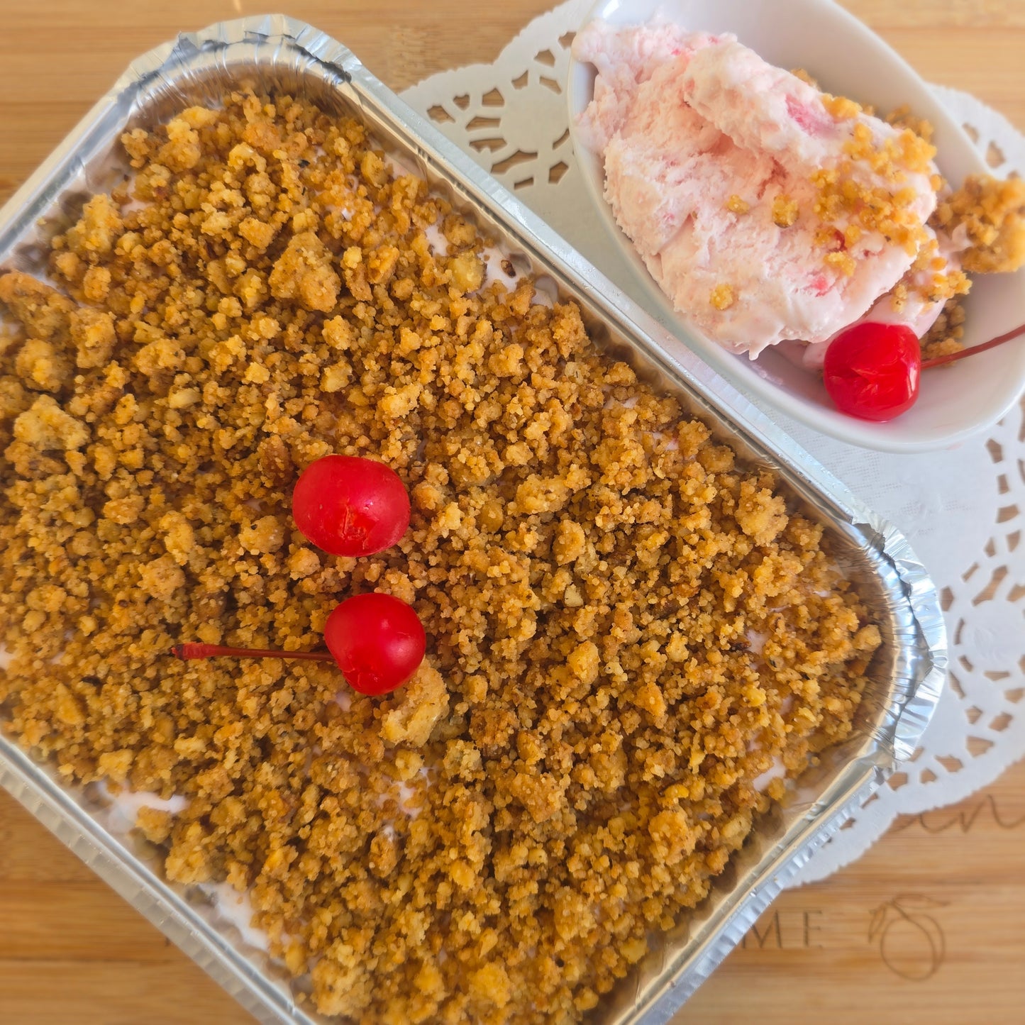 Frozen Strawberries & Cream Dessert with Walnut Crumble - Week 3