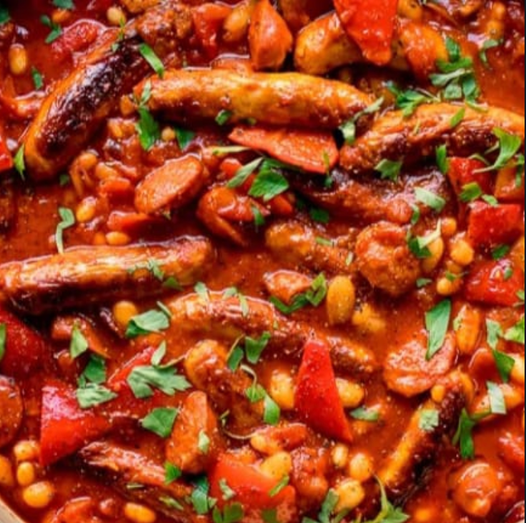 Pork Chipolatas with Greek Style Orzo & Veggies