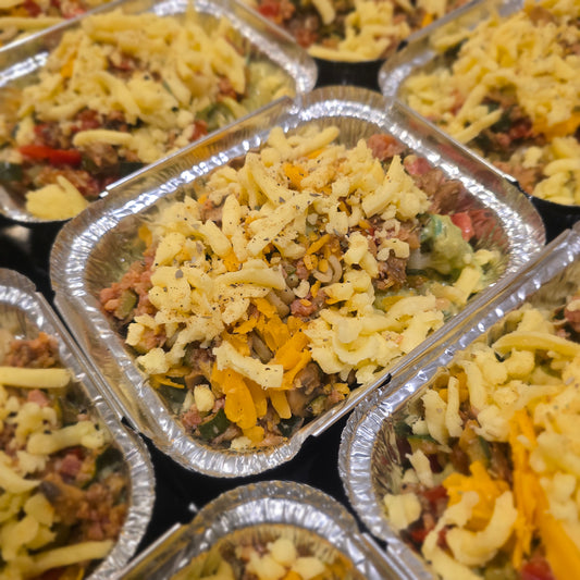 Basil Pesto Fusilli with Mozzarella, Veggies & Bacon