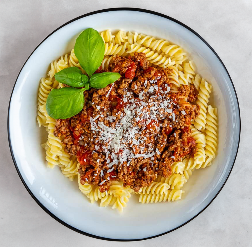 Pasta Bolognese with Bechamel & Cheese