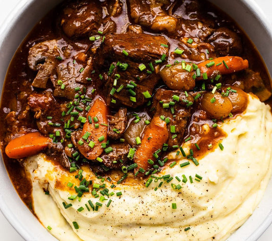 Beef Bourguignon with Buttery Mashed Potatoes