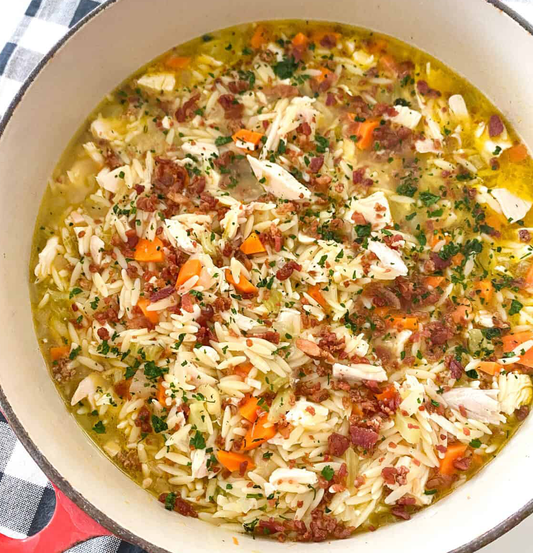 Chicken, Bacon, Vegetable & Orzo Soup