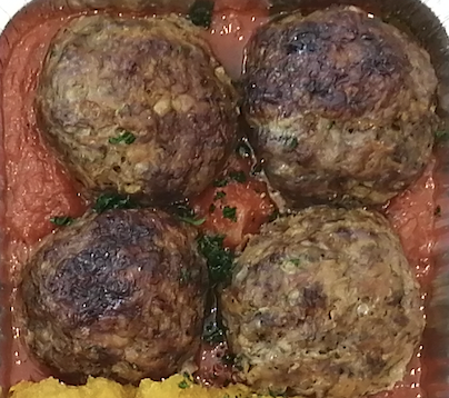 Beef Frikkadelle in Tomato Gravy with "Boere Boontjies"