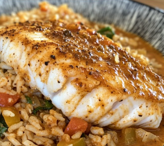 Grilled Hake, Veggie Stew & Greek Style Brown Rice - Week 4