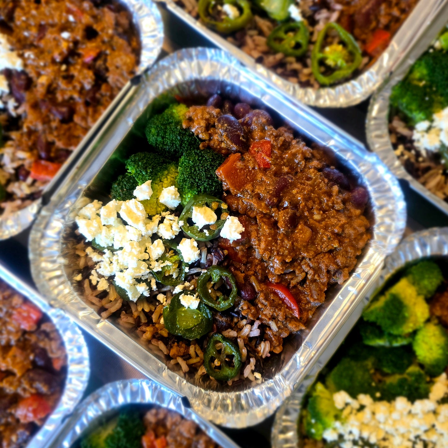 Lean Beef Chili Con Carne with Black & Brown Rice & Broccoli - Week 1