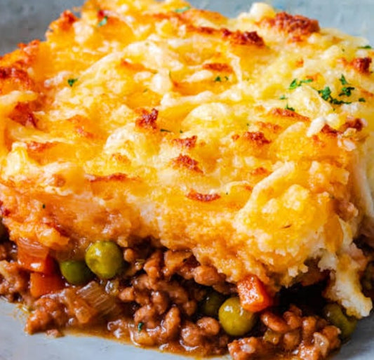 Oven Grilled Cottage Pie with Sweet Potato Mash