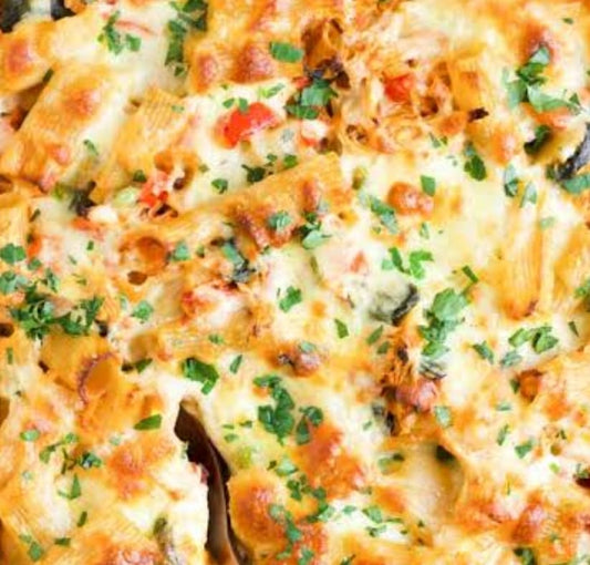Creamy Chicken, Broccoli, Spinach Bake with Mozzarella & Feta