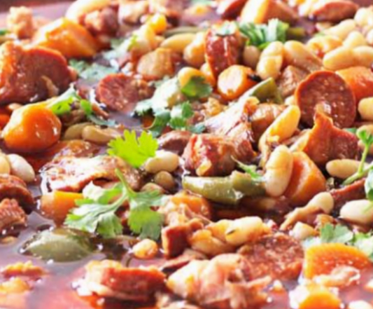 Portugese Pork Goulash Casserole with Olives and Chorizo